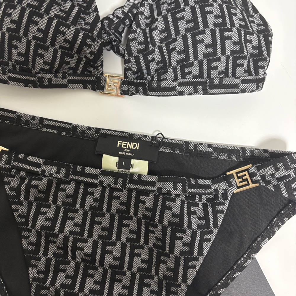 FENDI FF Monogram Metal Logo Two Piece Bikini Swimsuit - Picture 5 of 6